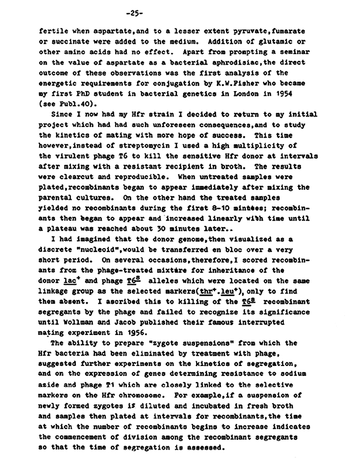 NLM pirated bbgbow A viewpoint of Aspects of a History of Genetics by William Hayes (pp 16-26, JL no longer researcher on p23) p25